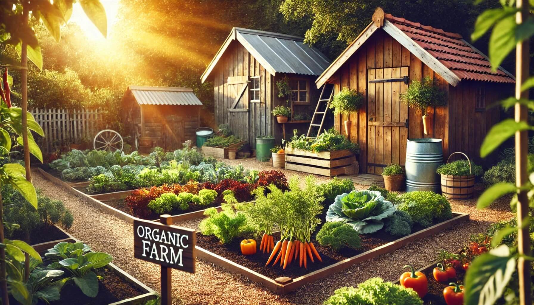 작은 규모의 주말 농장을 아름답게 묘사하고 있는 이미지