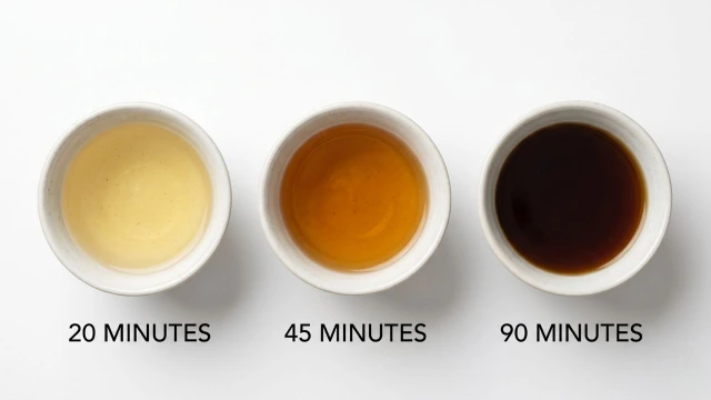 충차 달이는 시간별 색상 농도 비교 &mdash; 20분 40분 90분