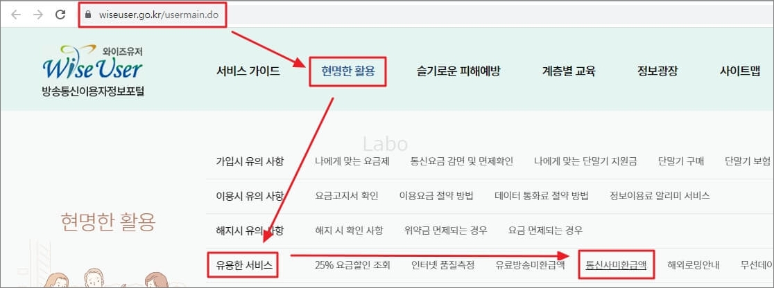 통신비 미환급금 조회 및 신청 - 와이즈유저