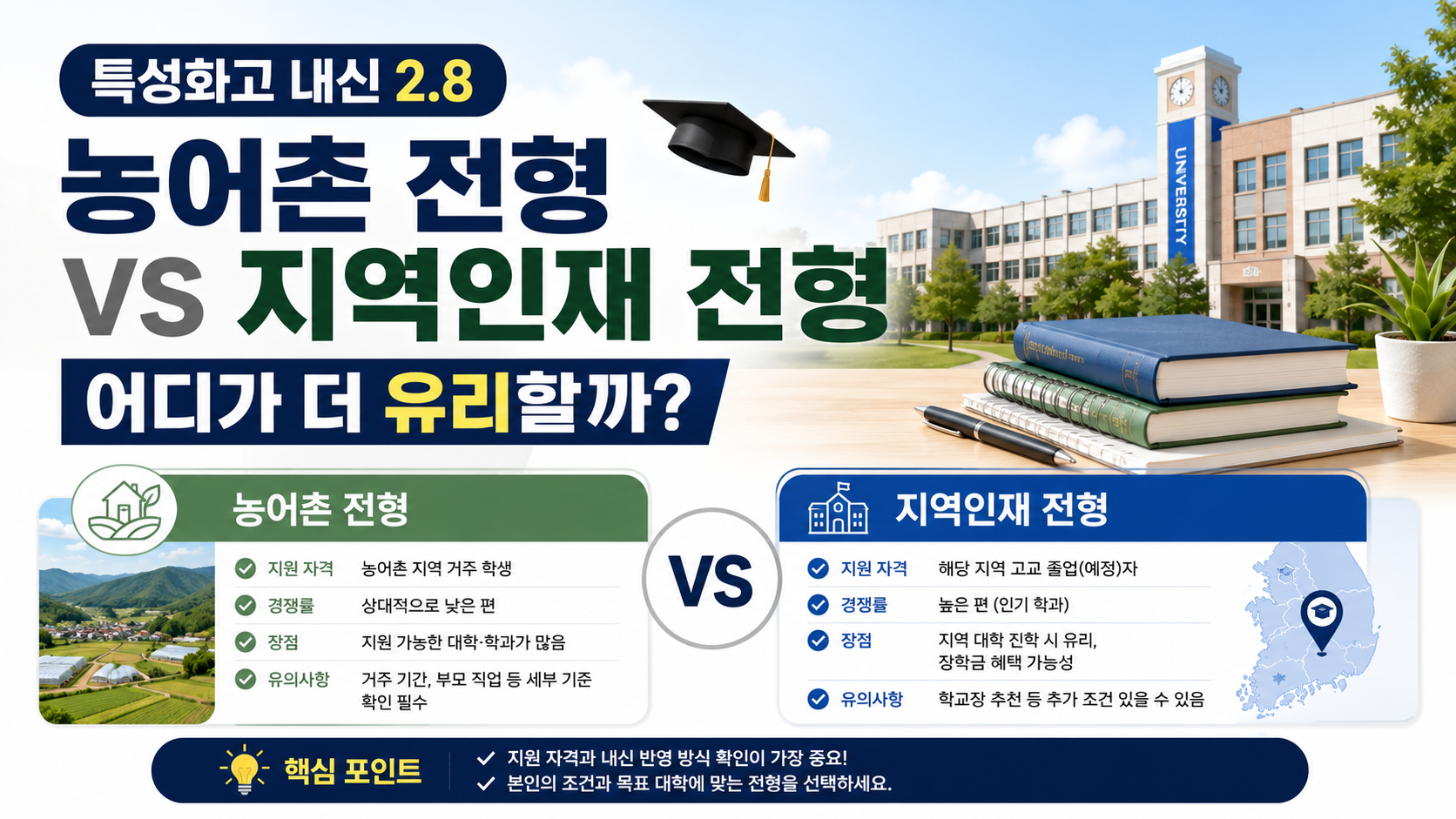 특성화고 내신 2.8, 농어촌 전형 vs 지역인재 전형 어디가 유리할까?