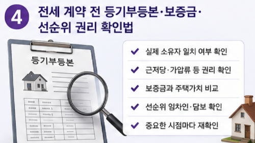 전세 계약 전 등기부등본·보증금·선순위 권리 확인법