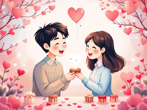 남녀-초콜릿-하트-나무