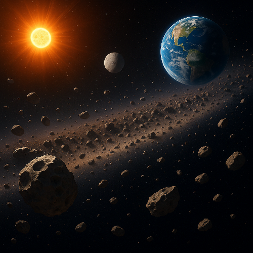 소행성대의 거대한 우주 공간 사진