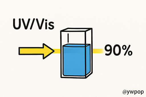 단색광이 90% 투과된다면 흡광도는