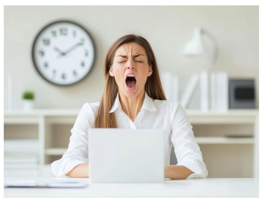 피로감이 많은 일하는 여자 이미지