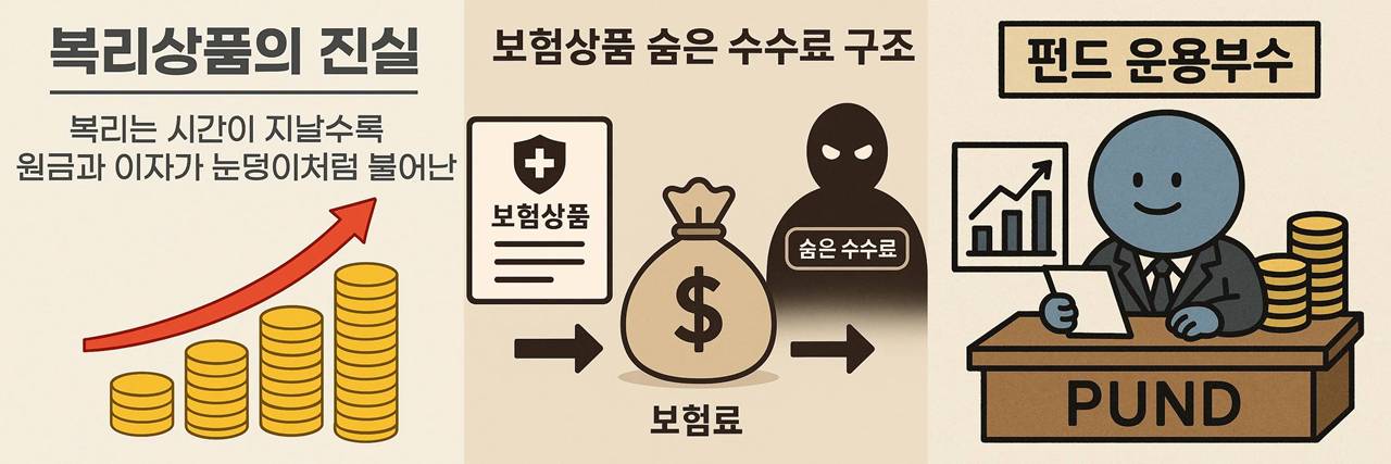 복리 상품의 진실, 보험상품 숨은 수수료 구조. 펀드 운용보수의 실체