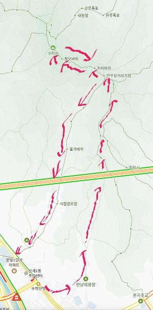 수락산 등산코스 지도