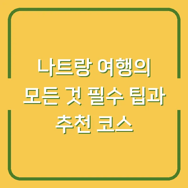 나트랑 여행의 모든 것 필수 팁과 추천 코스