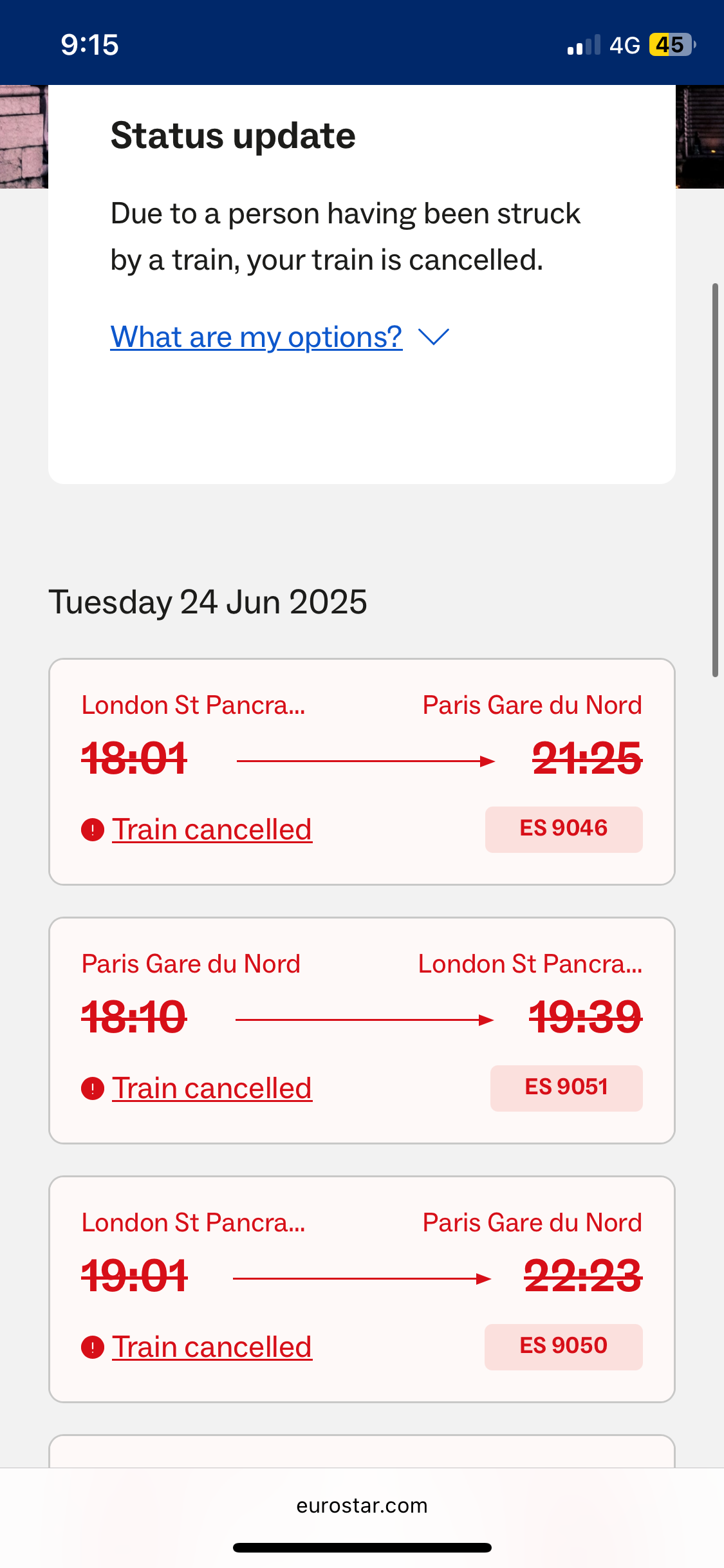 유로스타 보상 후기