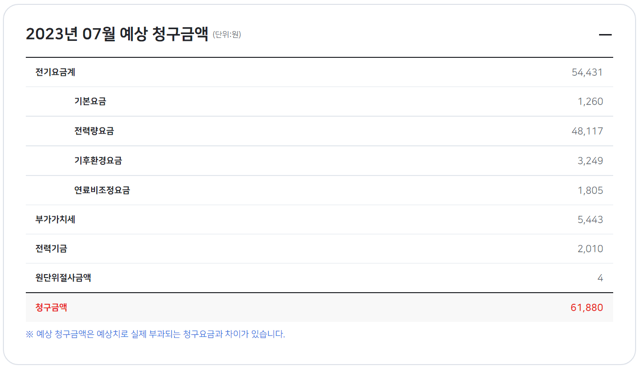 한전 전기요금 조회하기