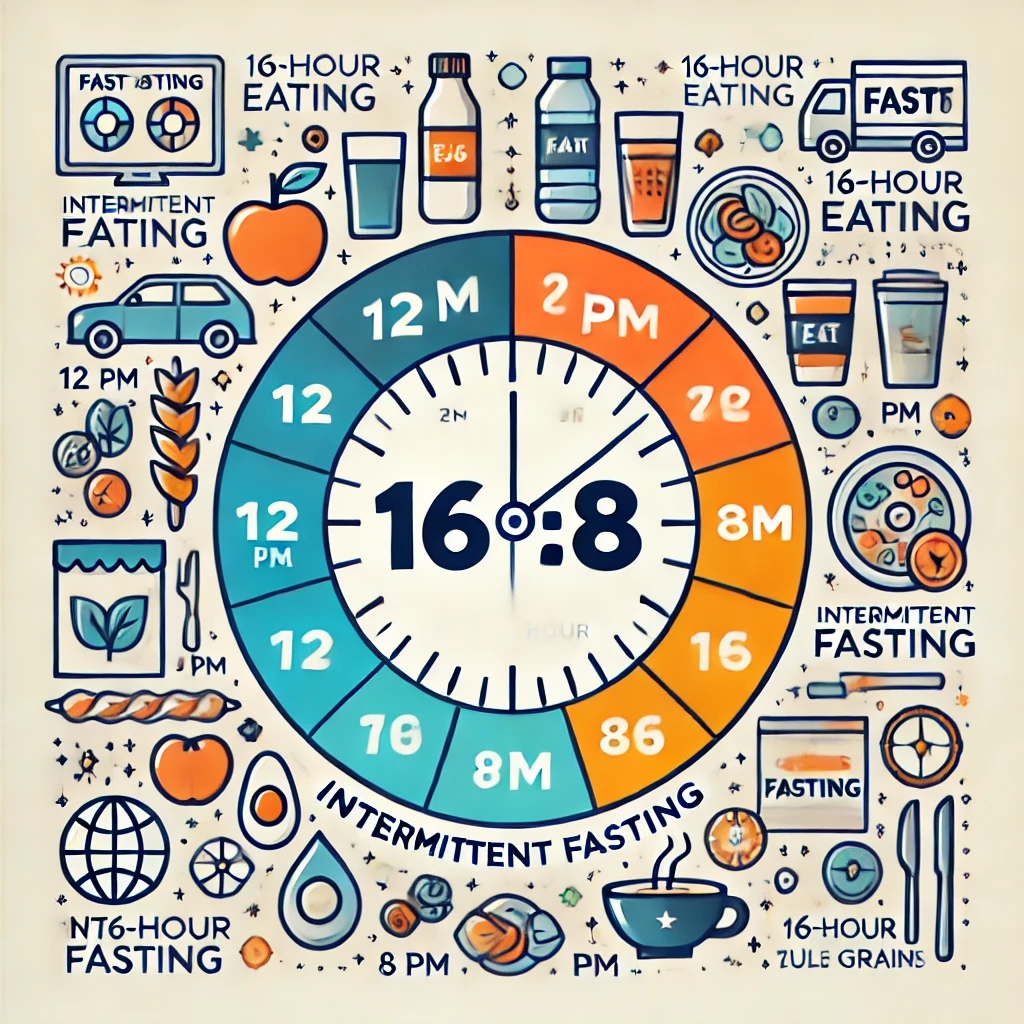16:8 간헐적 단식을 나타내는 시간표