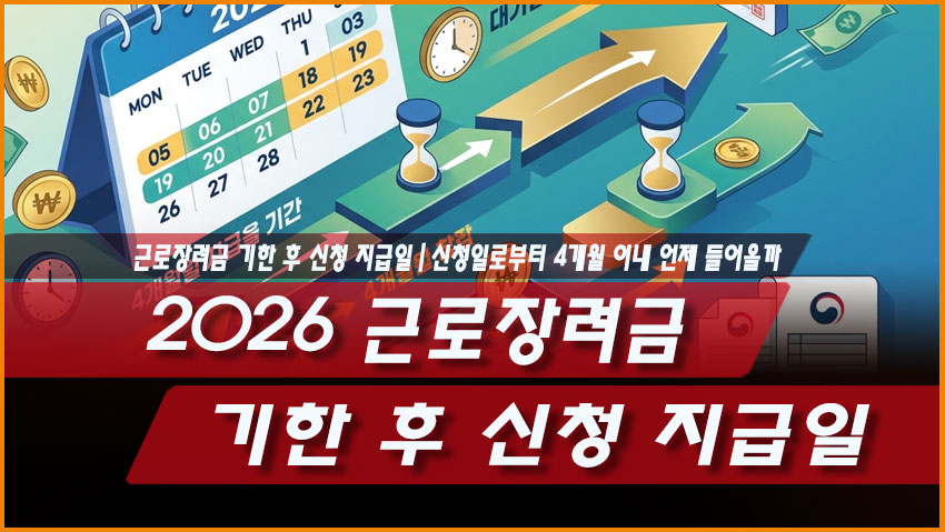 2026 근로장려금 기한 후 신청 지급일|신청일로부터 4개월 이내 언제 들어올까