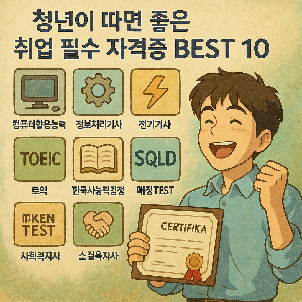 2025년 청년이 따면 좋은 취업 필수 자격증 BEST 10