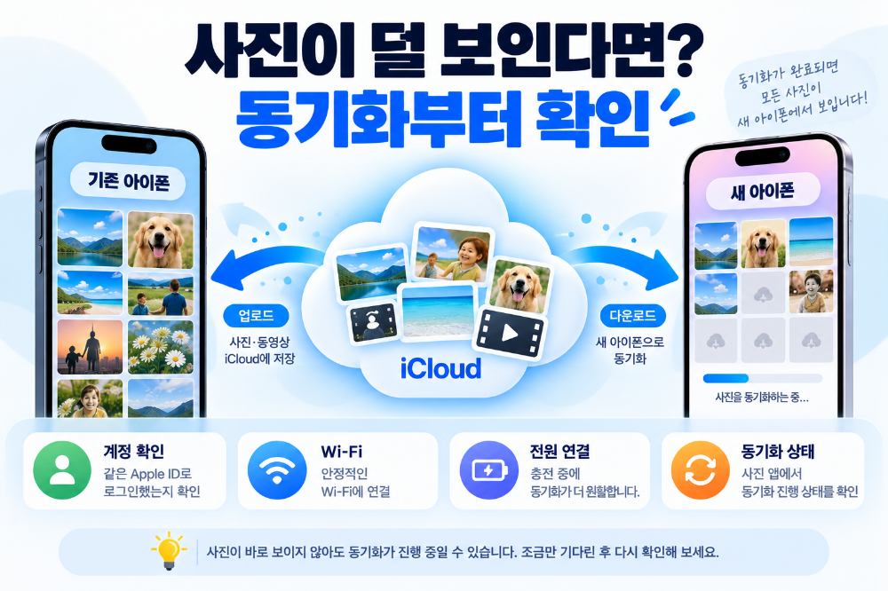 아이클라우드 사진 새 아이폰 동기화 확인 방법