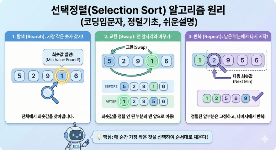 선택정렬 알고리즘 원리