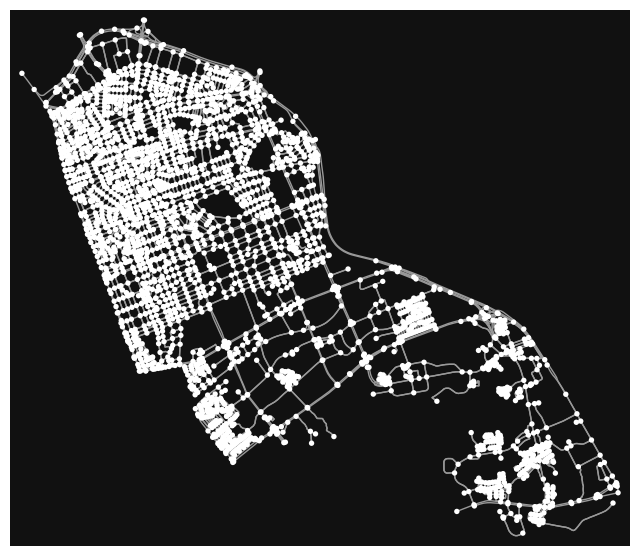 OSMnx로 불러온 서울 강남구 도로망