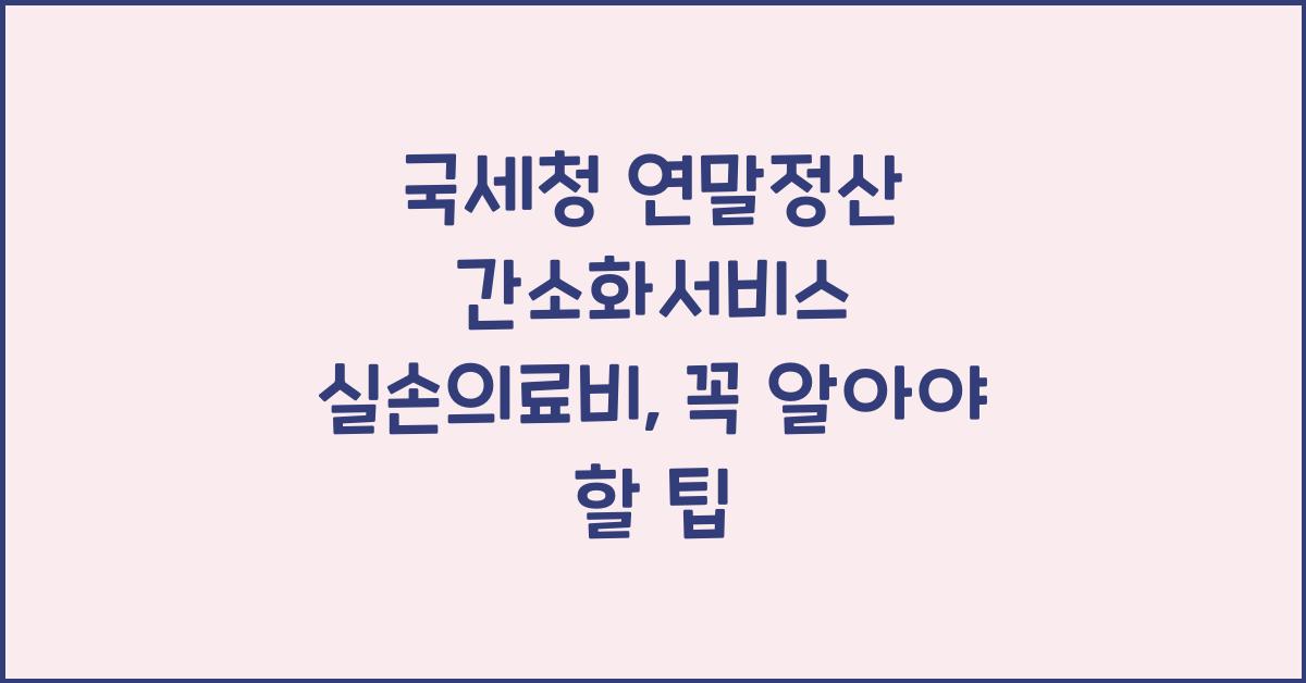 국세청 연말정산 간소화서비스 실손의료비