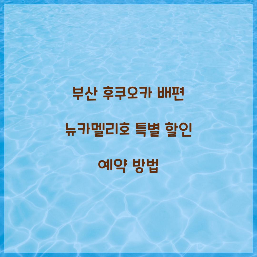 부산 후쿠오카 배편 뉴카멜리호