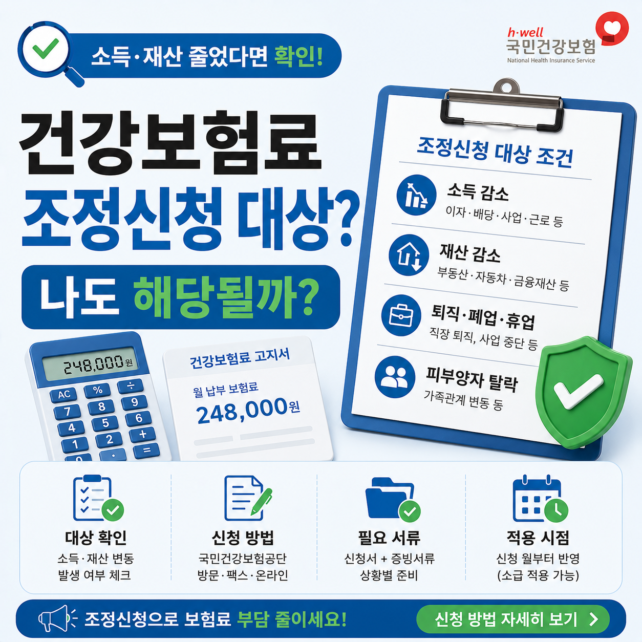 건강보험료 조정신청 대상 확인하는 모습