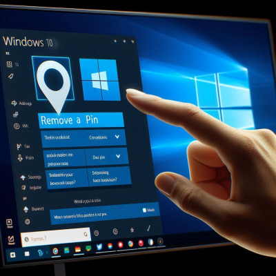 Windows 10 설정 화면에서 PIN 제거를 선택하는 손가락