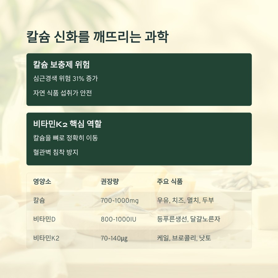 칼슘 신화를 깨뜨리는 과학, 비타민D와 비타민K2의 역할을 정리한 인포그래픽
