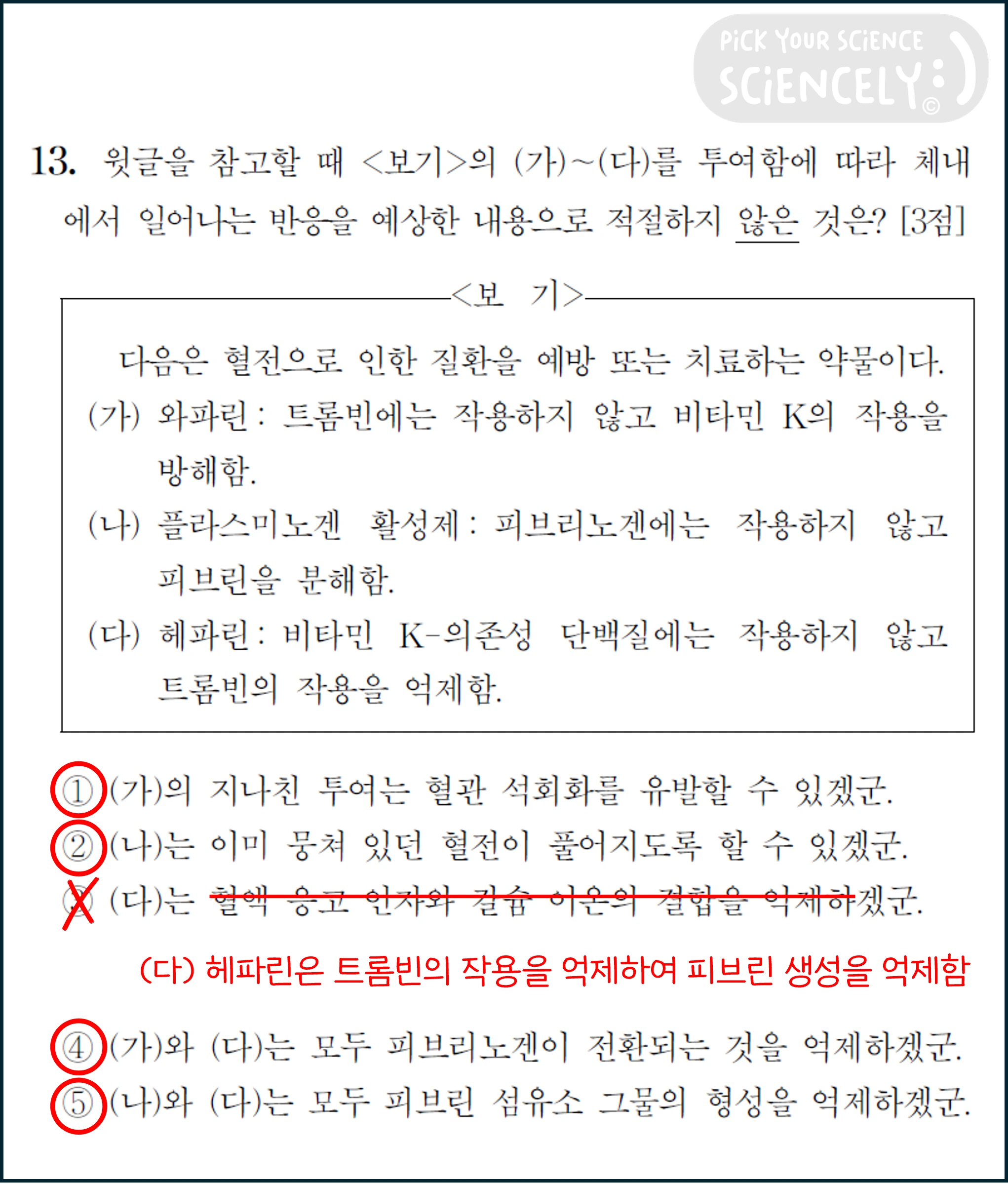 국어 독서 과학기술, 국어 비문학 과학기술, 23학년도 고3 6평 Q10-13, 혈병과 비타민K, 13번 문제