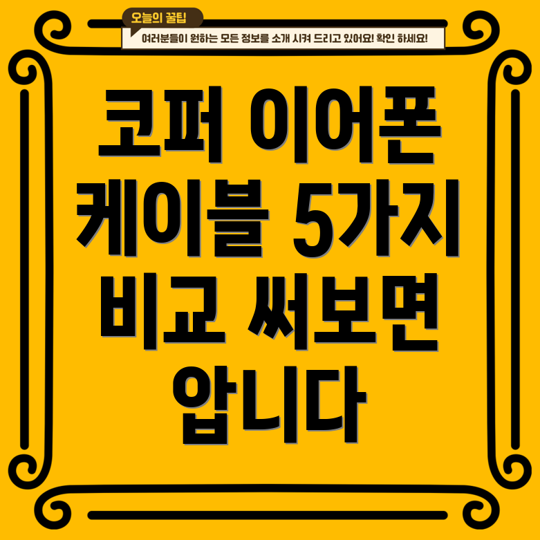 코퍼이어폰케이블써보면압니다5가지모델비교분석
