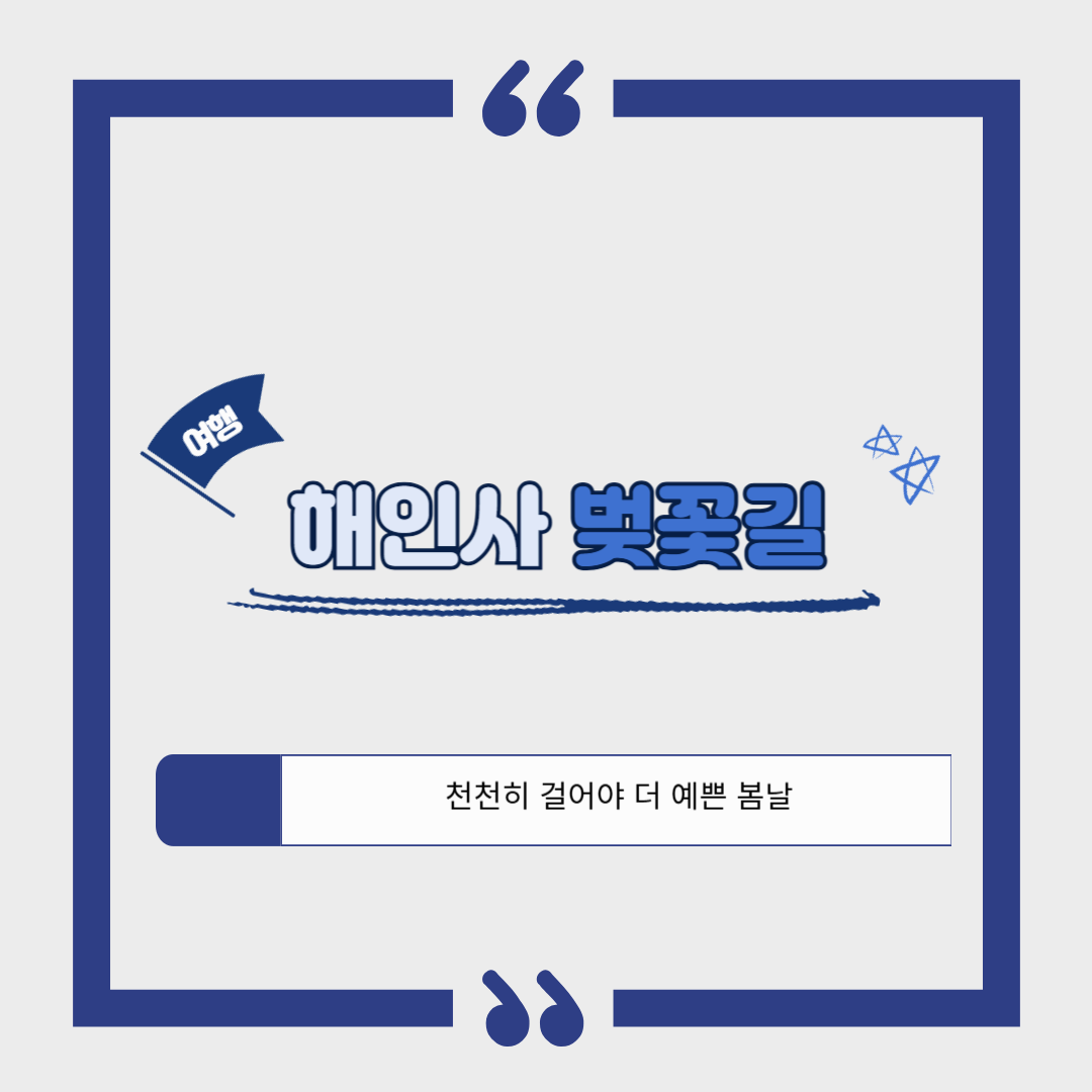 [경남 합천 여행]벚꽃 따라 걷다 보면, 해인사에 도착합니다.