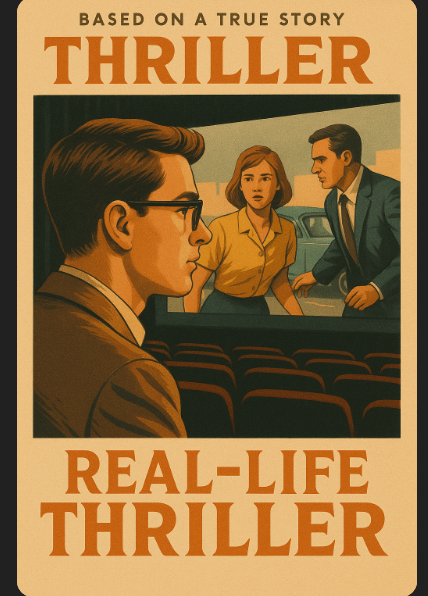 스릴러 영화를 관람중인 남성