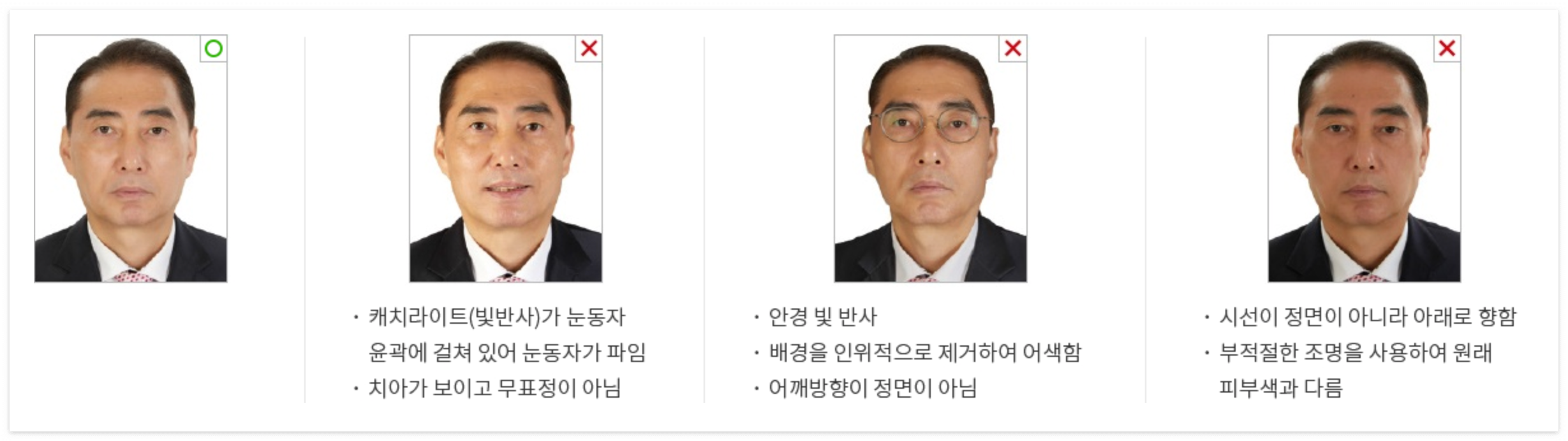 여권사진 눈, 안경 규정