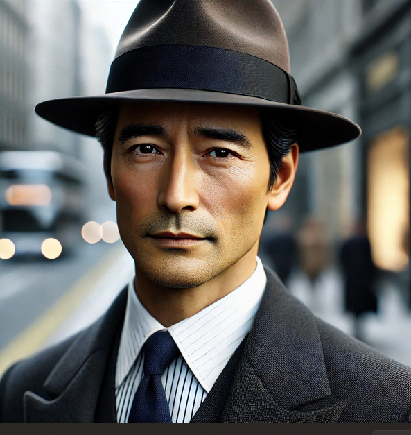 한국 드라마. 중절모를 쓴 남자 주인공
