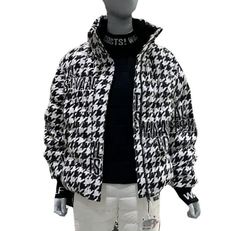 WAAC 왁 겨울 골프 여성 패딩 하운드투스 퀼팅 다운 점퍼 S-22802WHX