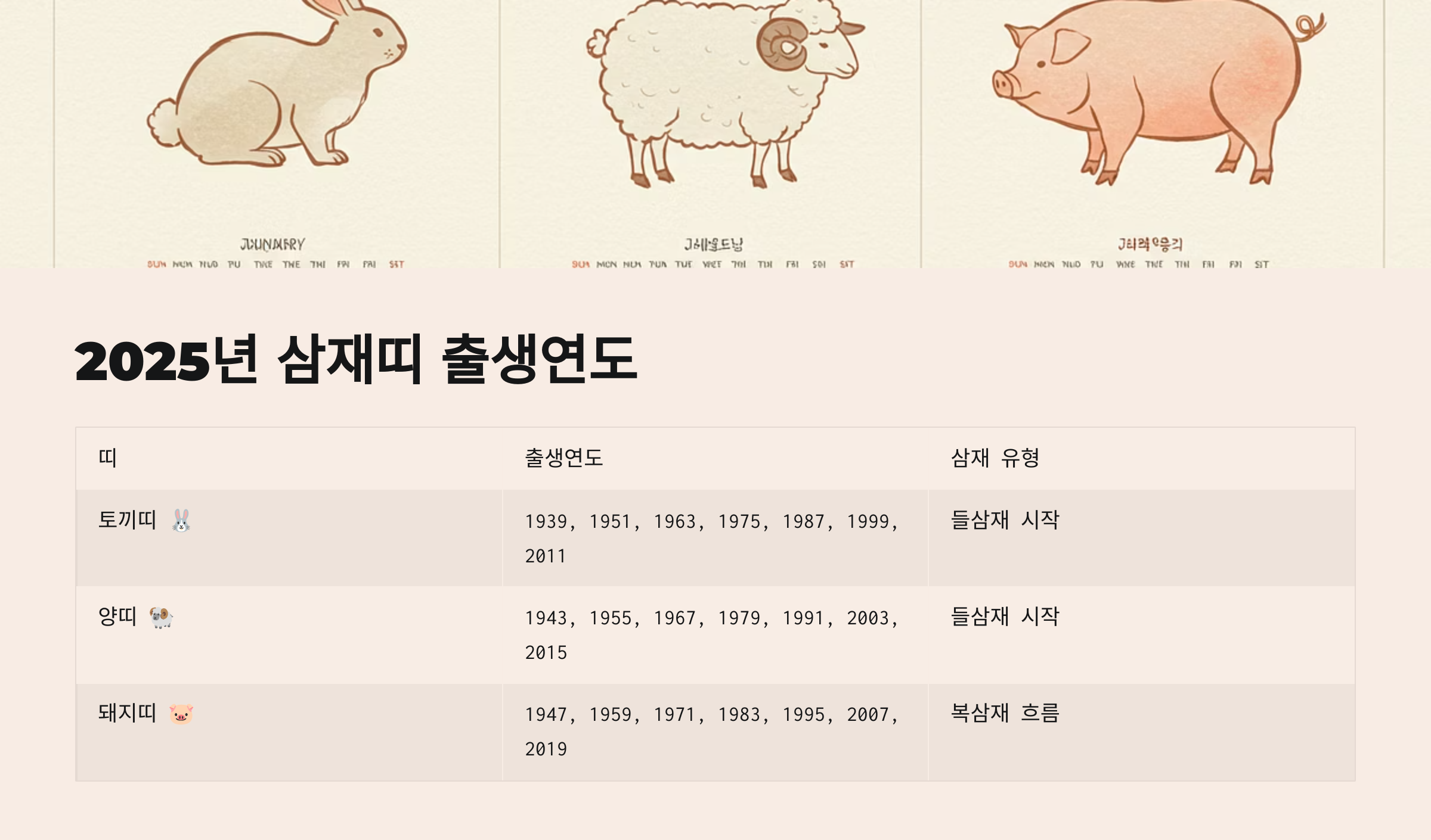 2025년 삼재띠 운세