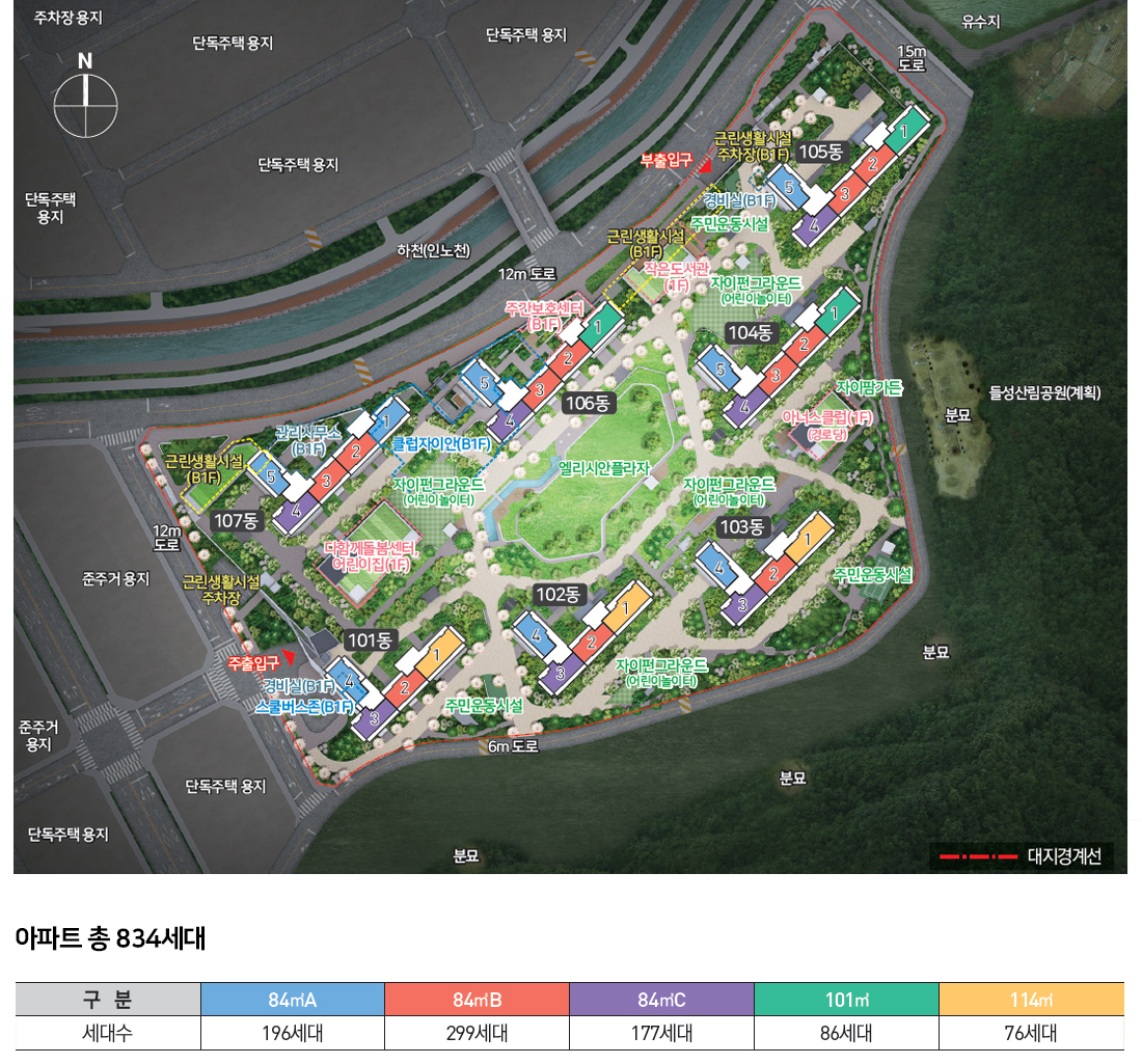 원호자이 더포레 - 단지 배치도