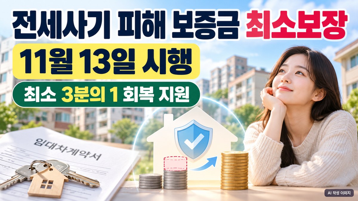 전세사기 피해 보증금 최소 3분의 1 회복 지원과 11월 13일 시행 안내 이미지