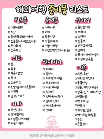 해외 여행 준비물 체크리스트 완벽정리_35