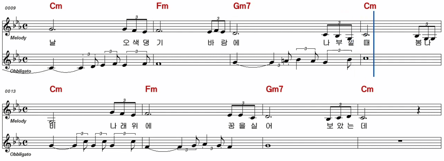 이미자 - 여로 악보