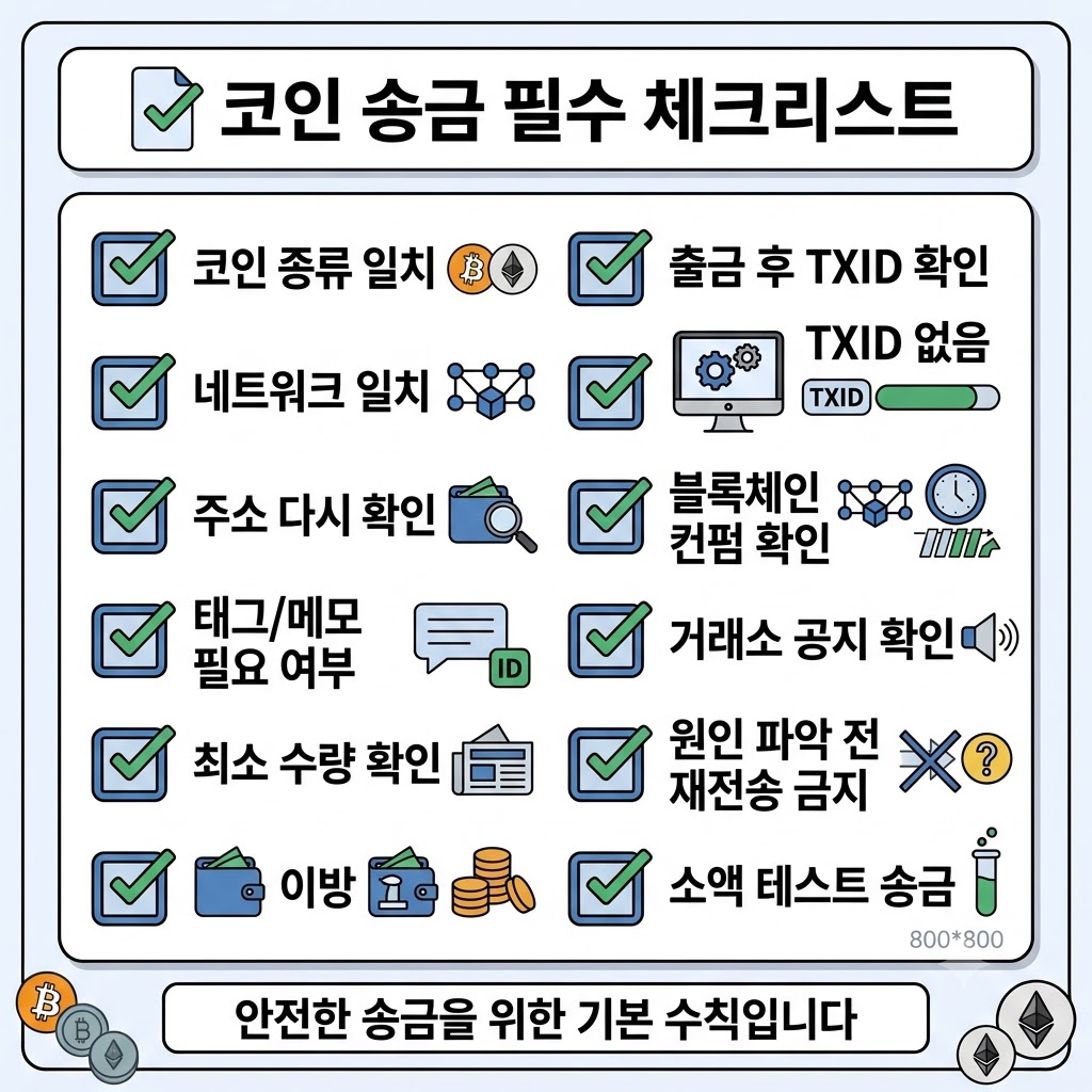 코인 송금 전후 체크리스트