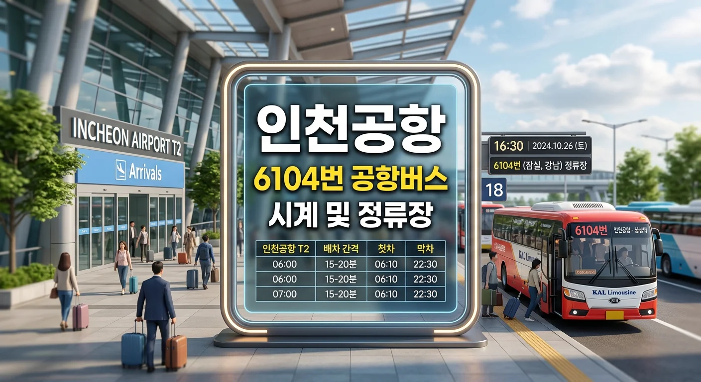 인천공항 6104번 공항버스 시간표와 요금 (개포동 방면)