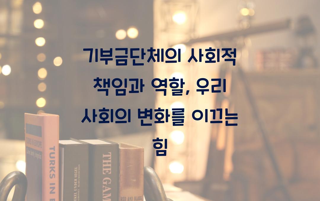기부금단체의 사회적 책임과 역할