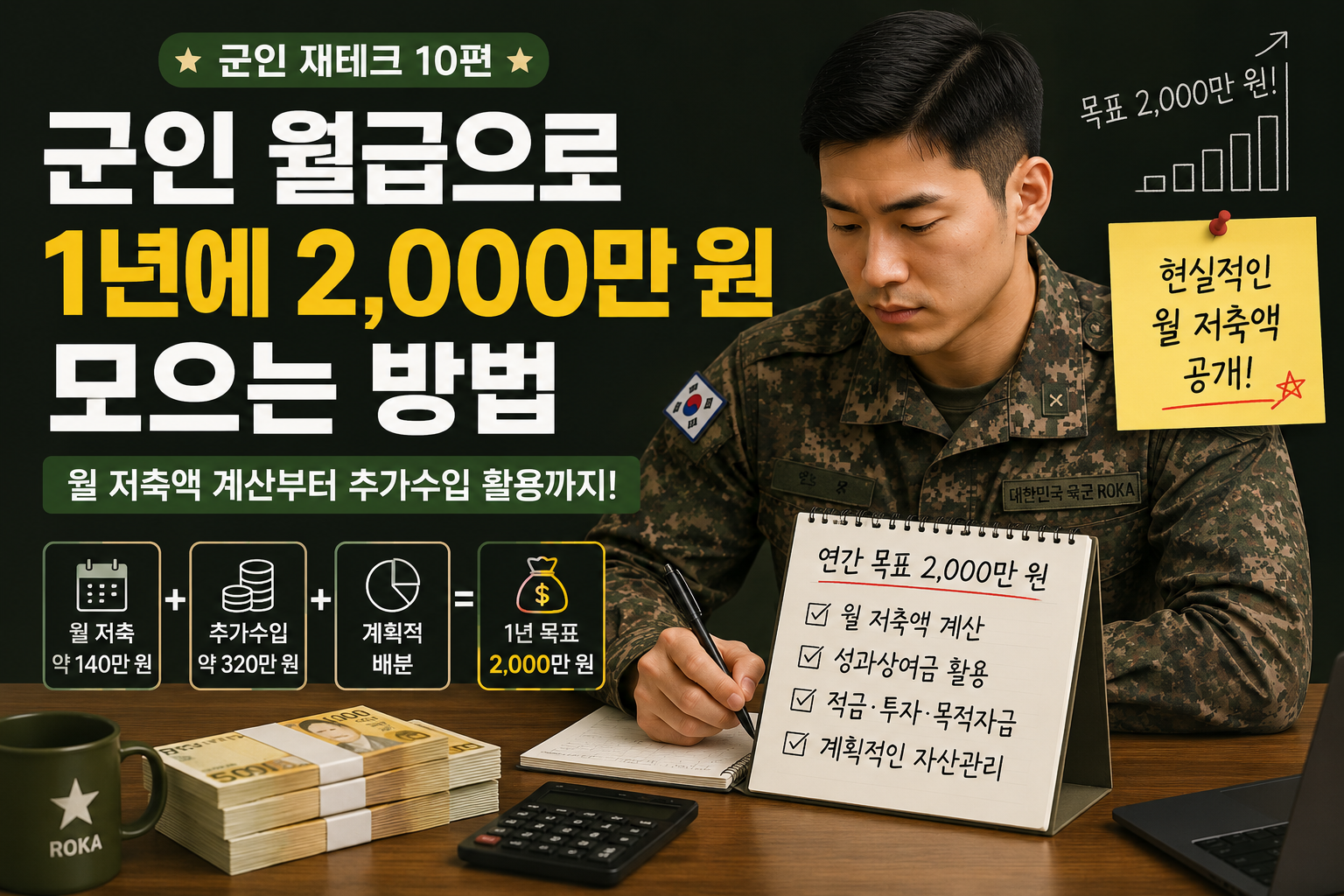 [10편] 군인 월급으로 1년에 2,000만 원 모으려면? 현실적인 월 저축액을 계산해봤습니다