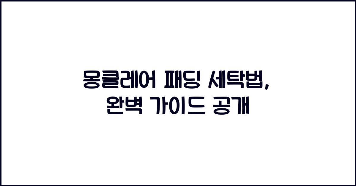 몽클레어 패딩 세탁법