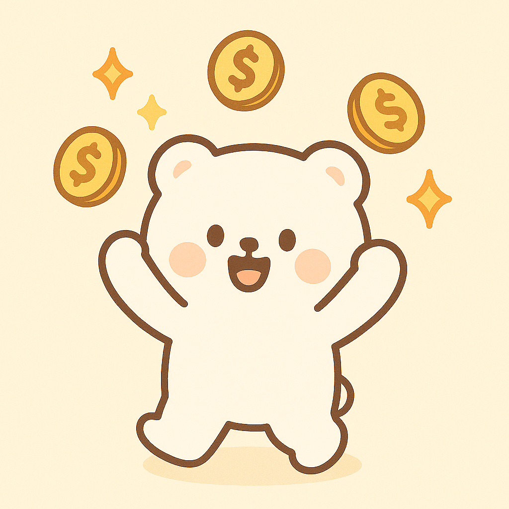 2025년 7월 6일 캐시워크 돈버는 퀴즈 정답 안내하는 귀여운 곰 일러스트 이미지