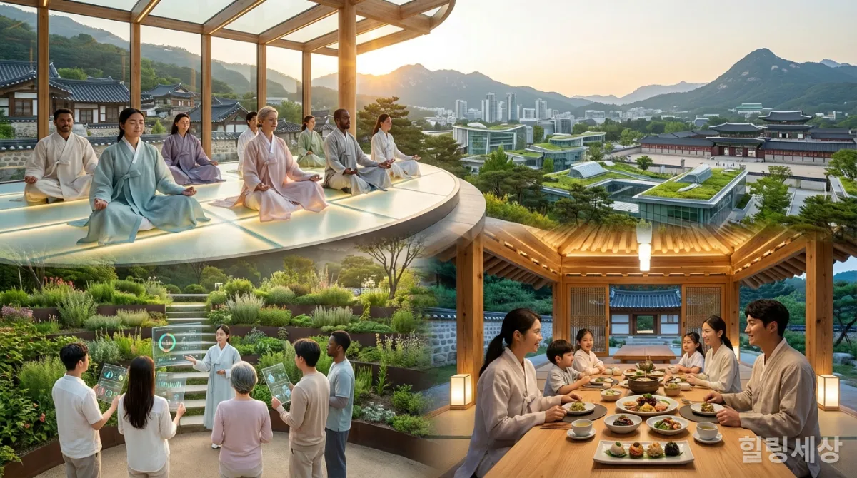 미래 K-관광의 핵심 동력으로서 글로벌 웰니스 관광 목적지로 성장한 대한민국의 모습
