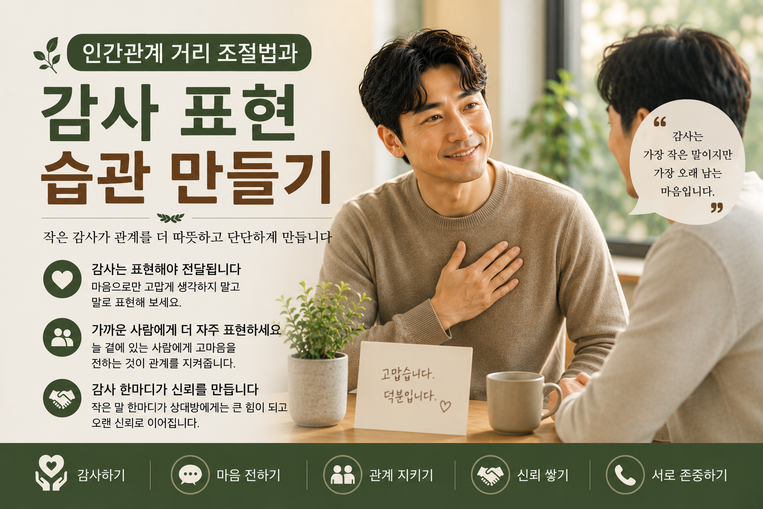 인간관계 거리 조절법과 감사 표현 습관 만들기