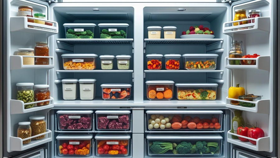 보관 위치: 날것은 맨 아래 칸(누수 방지 용기), 즉석&middot;조리완료 식품은 윗칸에 둡니다. 교차오염을 줄이기 위함입니다.