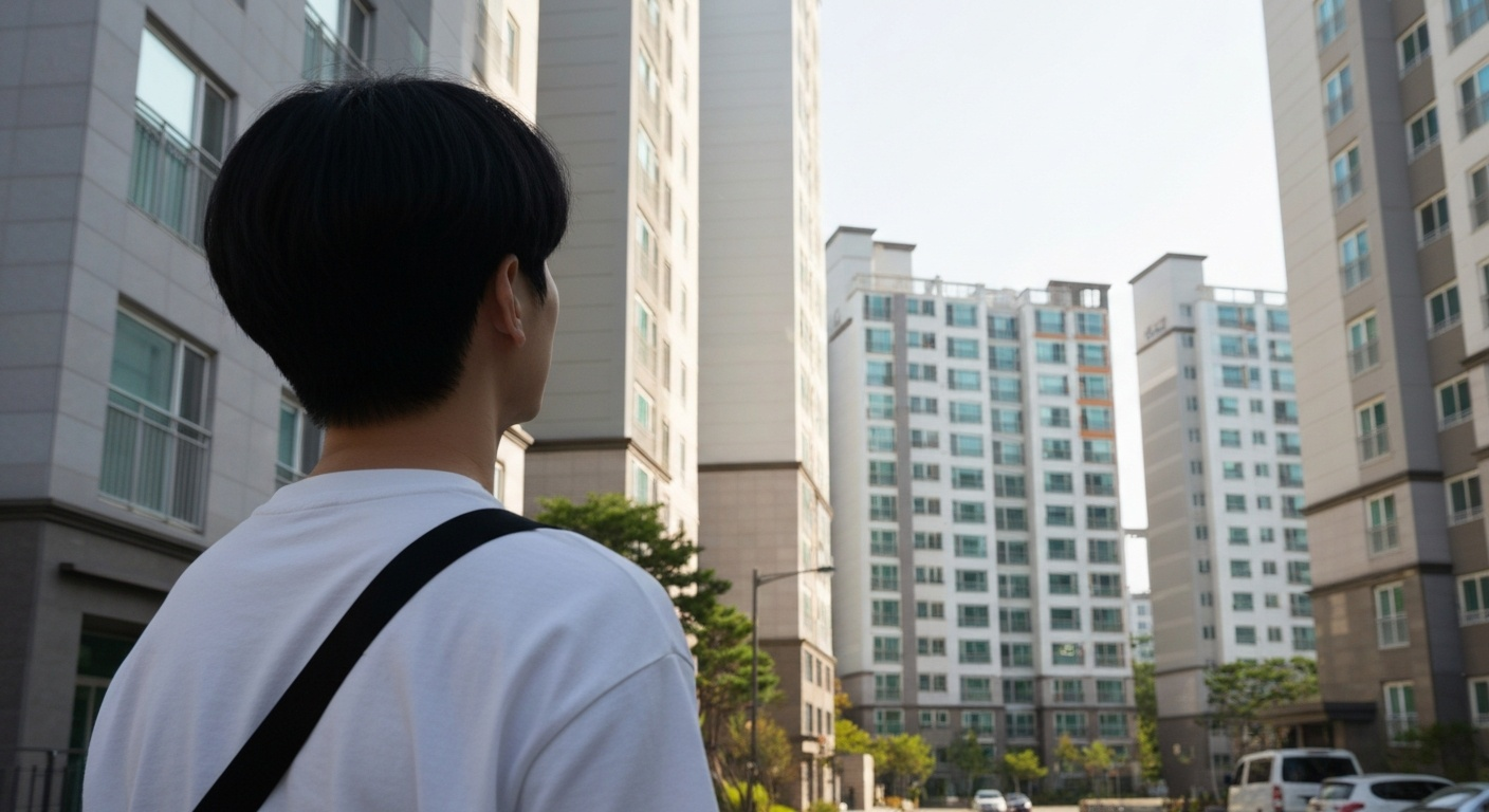 공공임대 아파트 단지를 바라보는 모습
