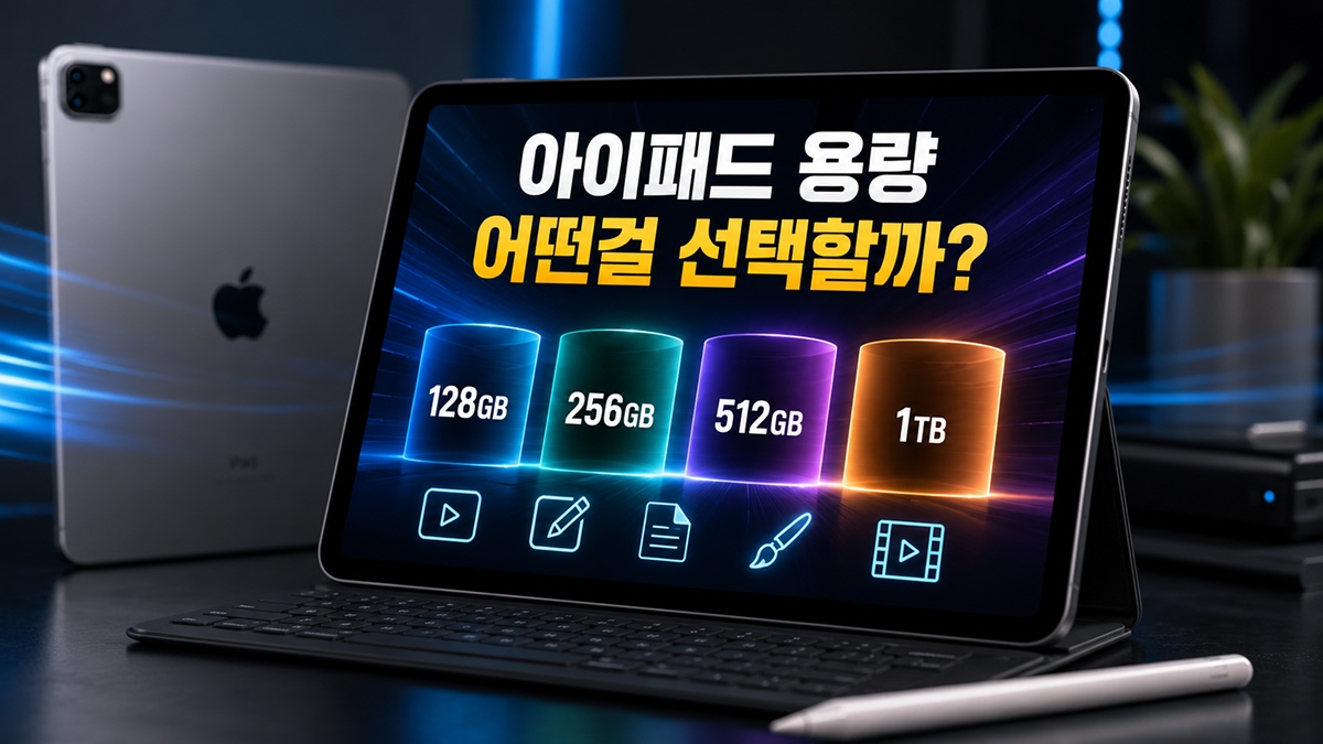 아이패드 용량들을 보여주는 이미지.