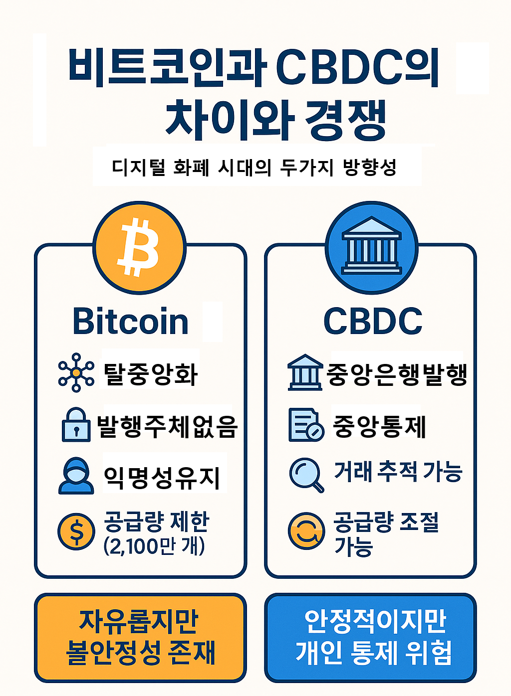 비트코인과 CBDC의 차이와 경쟁