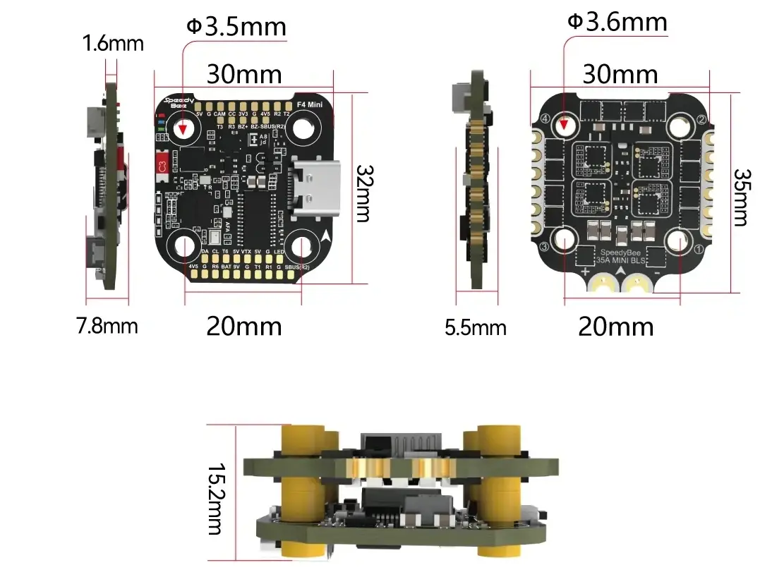 3.5인치 FPV 드론 부품 FC.ESC